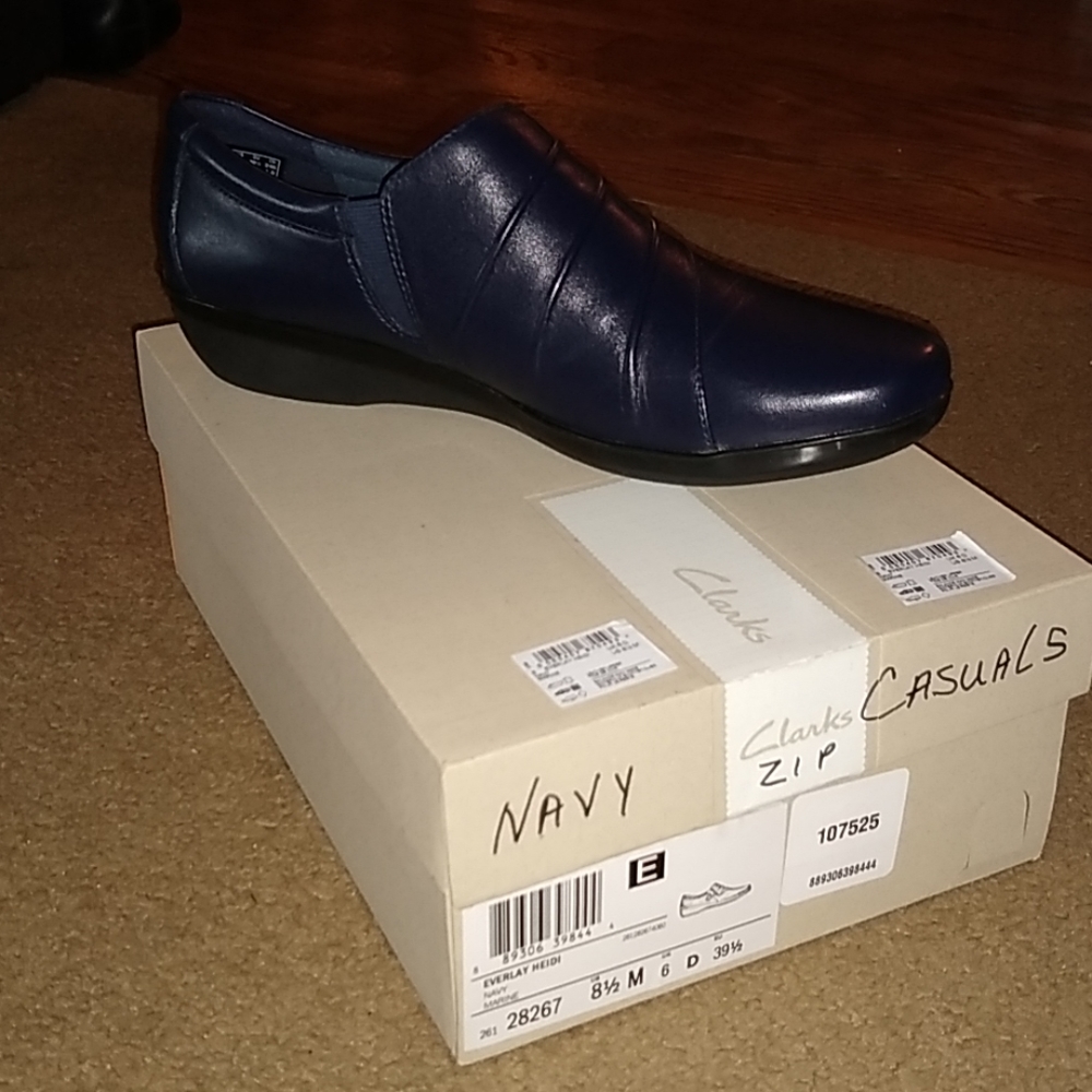 Clarks Navy Loafers Size 8.5